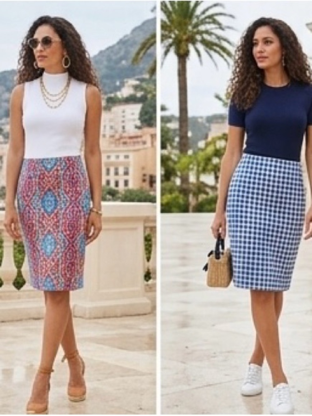 J.MCLAUGHLIN Women's Casavito Halle Reversible Pencil Skirt Resort Wear NWOT